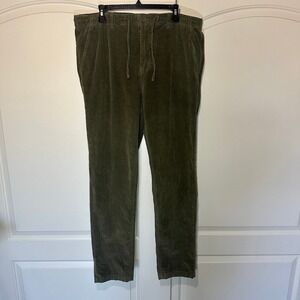 Peter Christian Corduroy Pants Mens 40/34 Olive‎ Green Drawstring Waist Neutral